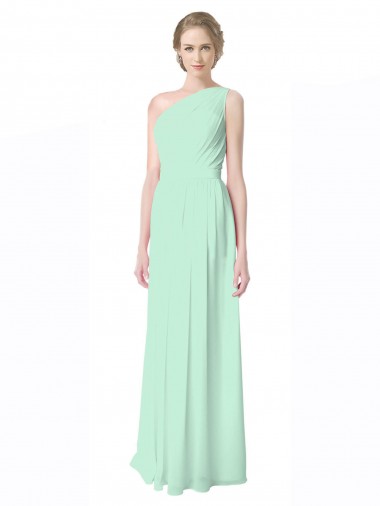 Menthe verte Trapèze Mousseline Longue Robes demoiselle d'honneur à Vendre