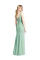 Menthe verte Trompette Col V Mousseline Longue Robes demoiselle d'honneur à Vendre