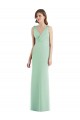 Menthe verte Trompette Col V Mousseline Longue Robes demoiselle d'honneur à Vendre