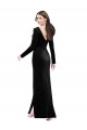 Noir Colonne Col V Velours Stretch Longue Formelles Robes demoiselle d'honneur / Robes de soirée / Robes de bal à Vendre