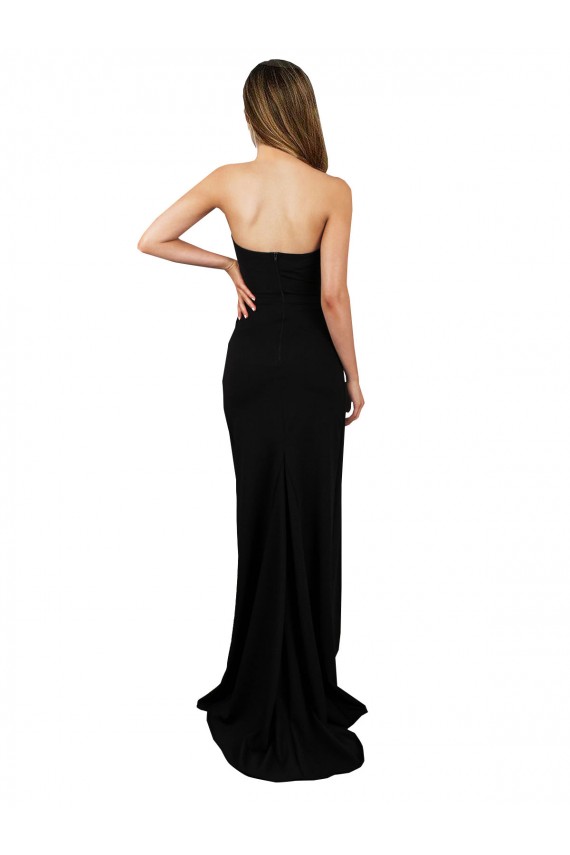 Noir Colonne Sans bretelle Col Haut Crêpe Stretch Longue Formelles Robes demoiselle d'honneur / Robes de soirée / Robes de bal à Vendre