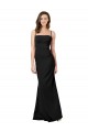 Noir Fourreau Bretelles spaghetti Col Carré Crêpe Stretch Longue Formelles Robes demoiselle d'honneur / Robes de soirée / Robes de bal à Vendre