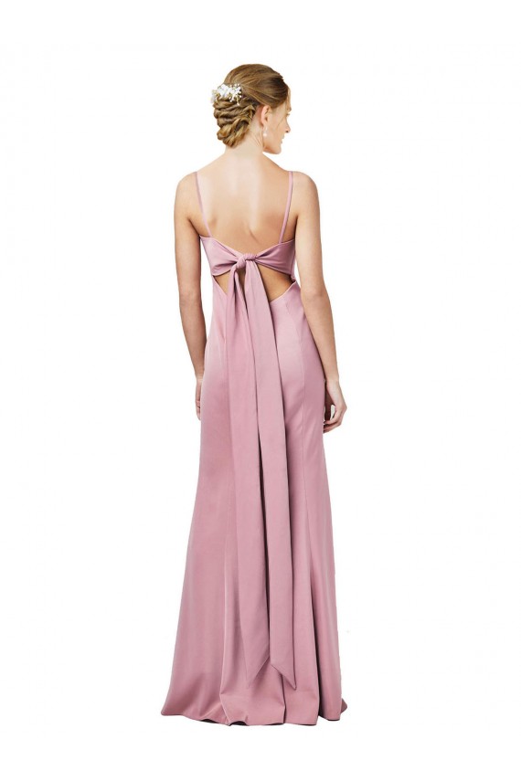 Noir Fourreau Bretelles spaghetti Col Carré Crêpe Stretch Longue Formelles Robes demoiselle d'honneur / Robes de soirée / Robes de bal à Vendre