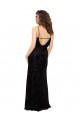 Noir Fourreau Col V Velours Floral Velours Stretch Longue Robes demoiselle d'honneur à Vendre