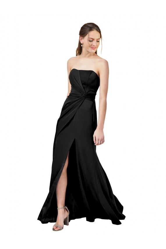Noir Fourreau Sans bretelle Crêpe Stretch Longue Formelles Robes demoiselle d'honneur / Robes de soirée / Robes de bal à Vendre