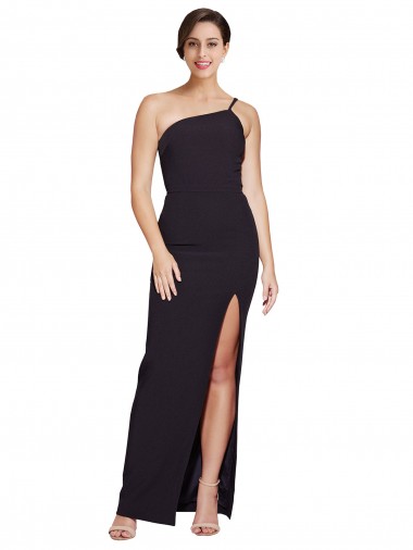 Noir Fourreau Sans bretelle Crêpe Stretch Longue Formelles Robes demoiselle d'honneur / Robes de soirée / Robes de bal à Vendre