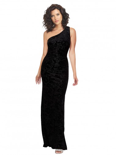 Noir Fourreau Velours Floral Velours Stretch Longue Robes demoiselle d'honneur à Vendre