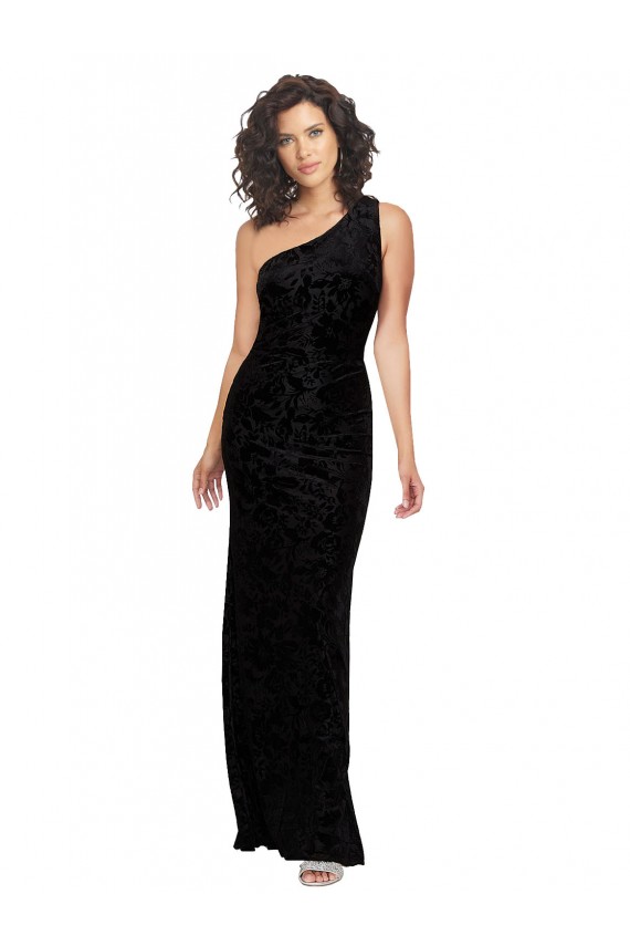 Noir Fourreau Velours Floral Velours Stretch Longue Robes demoiselle d'honneur à Vendre