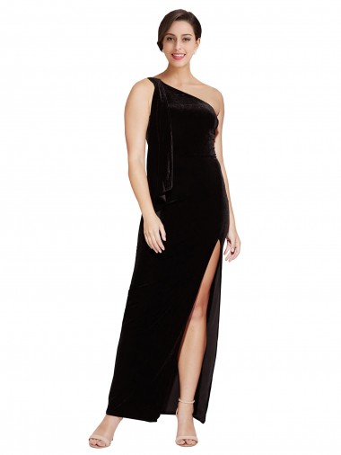 Noir Fourreau Velours Stretch Longue Formelles Robes demoiselle d'honneur / Robes de soirée / Robes de bal à Vendre