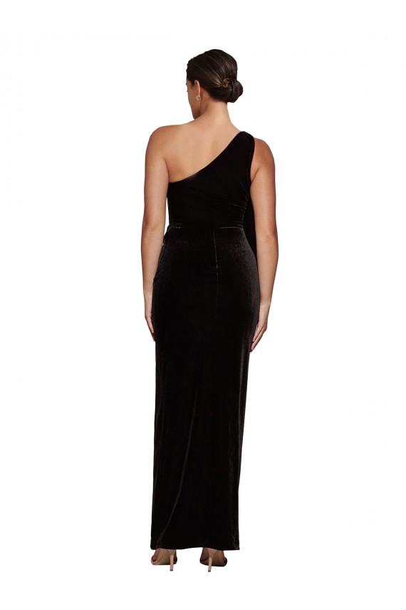 Noir Fourreau Velours Stretch Longue Formelles Robes demoiselle d'honneur / Robes de soirée / Robes de bal à Vendre
