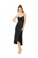 Noir Fourreau midi Satiné Soyeux Courte Asymétrique Robes demoiselle d'honneur / Robes de soirée / Robes de cocktail à Vendre