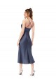 Noir Fourreau midi Satiné Soyeux Courte Asymétrique Robes demoiselle d'honneur / Robes de soirée / Robes de cocktail à Vendre