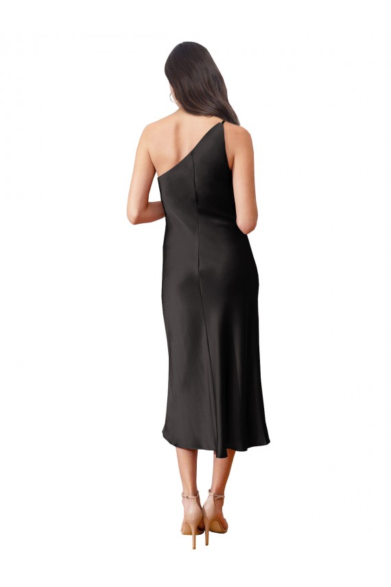 Noir Fourreau midi Satiné Stretch Courte Robes demoiselle d'honneur / Robes de soirée / Robes de cocktail à Vendre