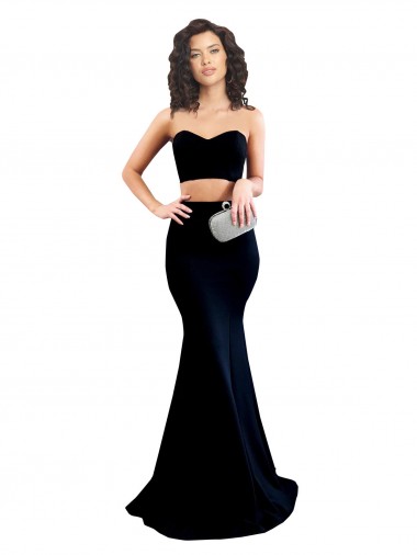 Noir Sirène Col Haut Crêpe Stretch Longue Formelles Robes demoiselle d'honneur / Robes de soirée / Robes de bal à Vendre
