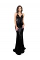 Noir Sirène Col V Paillette Longue Formelles Robes demoiselle d'honneur / Robes de soirée / Robes de bal à Vendre