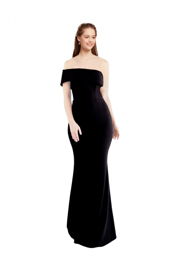 Noir Sirène Crêpe Stretch Longue Formelles Robes demoiselle d'honneur / Robes de soirée / Robes de bal à Vendre