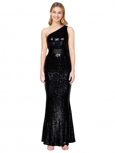 Noir Sirène Paillette Longue Formelles Robes demoiselle d'honneur / Robes de soirée / Robes de bal à Vendre