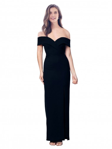 Noir Sirène Épaule Dénudée Crêpe Stretch Longue Formelles Robes demoiselle d'honneur / Robes de soirée / Robes de bal à Vendre