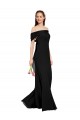 Noir Sirène Épaule Dénudée Mousseline Longue Robes demoiselle d'honneur / Robes de bal à Vendre