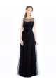 Noir Trapèze Bateau Illusion Tulle Dentelle Longue Robes demoiselle d'honneur à Vendre