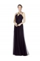 Noir Trapèze Bretelles spaghetti Col Haut Tulle Longue Robes demoiselle d'honneur à Vendre