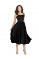 Noir Trapèze Col Carré Satiné Courte Robes demoiselle d'honneur / Robes de bal / Robes de cocktail à Vendre