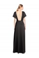 Noir Trapèze Col V Satiné Stretch Longue Formelles Robes demoiselle d'honneur / Robes de soirée / Robes de bal à Vendre