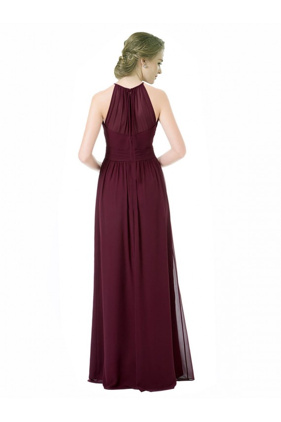 Noir Trapèze Licou Mousseline Longue Robes demoiselle d'honneur à Vendre