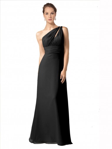 Noir Trapèze Mousseline Longue Robes demoiselle d'honneur à Vendre