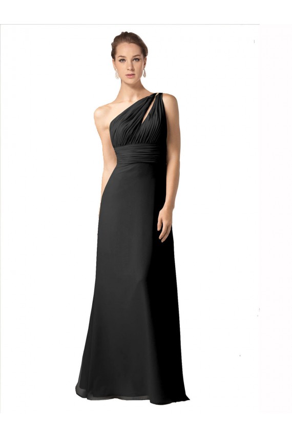Noir Trapèze Mousseline Longue Robes demoiselle d'honneur à Vendre