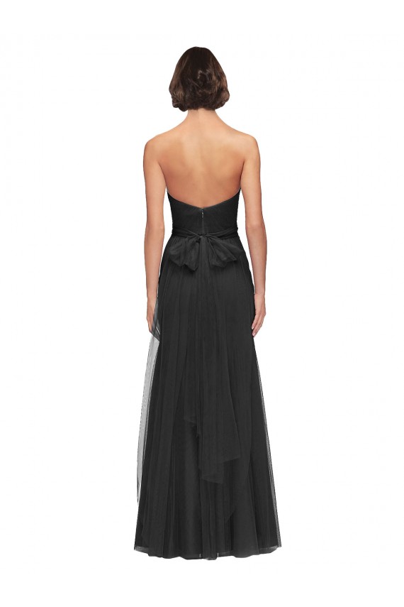 Noir Trapèze Tulle Longue Robes demoiselle d'honneur à Vendre