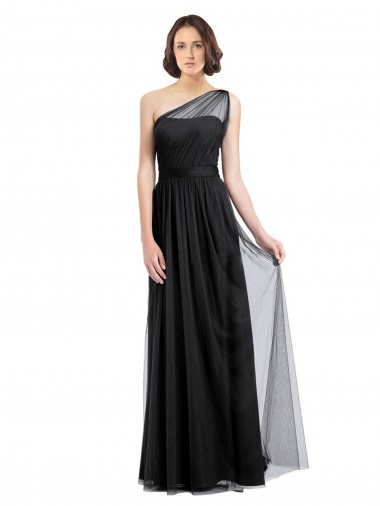 Noir Trapèze Tulle Longue Robes demoiselle d'honneur à Vendre