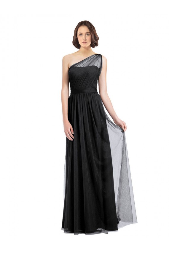 Noir Trapèze Tulle Longue Robes demoiselle d'honneur à Vendre