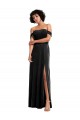 Noir Trapèze Épaule Dénudée Sans bretelle Velours Stretch Longue Formelles Robes demoiselle d'honneur / Robes de soirée / Robes de bal à Vendre
