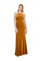 Or Trapèze Licou Col Haut Velours Stretch Longue Formelles Robes demoiselle d'honneur / Robes de soirée / Robes de bal à Vendre