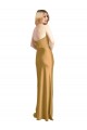 Or Trapèze Sans bretelle Satiné Stretch Longue Formelles Robes demoiselle d'honneur / Robes de soirée / Robes de bal à Vendre