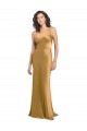 Or Trapèze Satiné Stretch Longue Formelles Robes demoiselle d'honneur / Robes de soirée / Robes de bal à Vendre