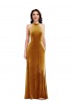 Or Trompette Licou Col Haut Velours Stretch Longue Robes demoiselle d'honneur / Robes de bal à Vendre