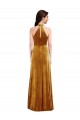 Or Trompette Licou Col Haut Velours Stretch Longue Robes demoiselle d'honneur / Robes de bal à Vendre