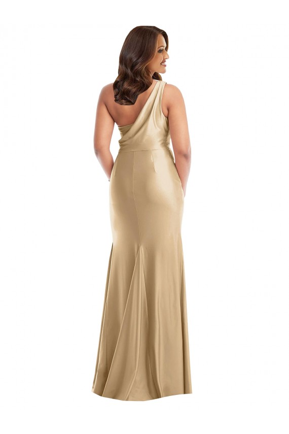 Or doux Sirène Satiné Soyeux Longue Formelles Robes demoiselle d'honneur / Robes de soirée / Robes de bal à Vendre