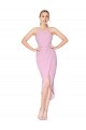Orchid Sirène Licou Col Haut Crêpe Stretch Courte Asymétrique Robes demoiselle d'honneur / Robes de soirée / Robes de cocktail à Vendre