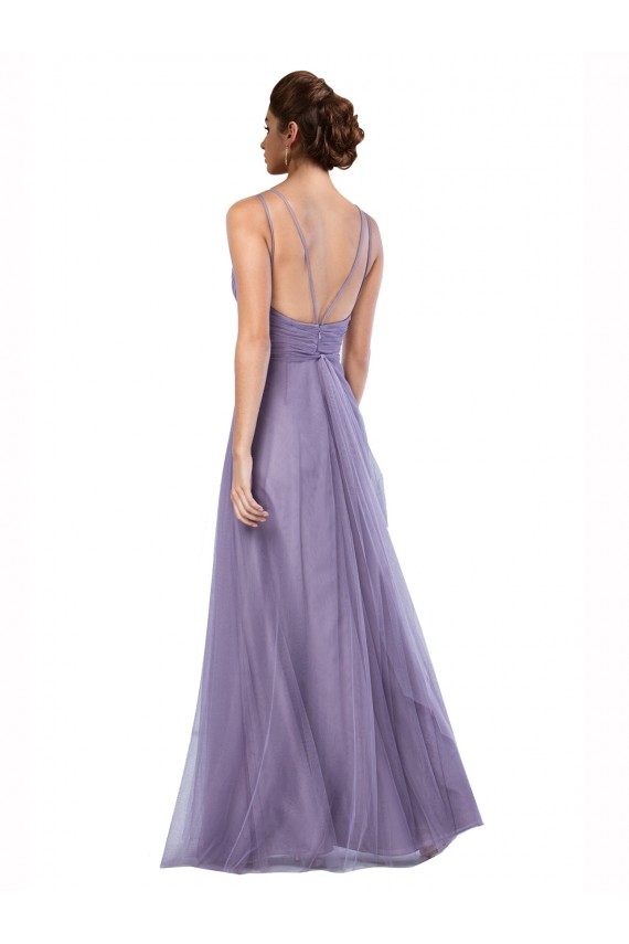 Pastèque Trapèze Bretelles spaghetti Tulle Longue Robes demoiselle d'honneur à Vendre