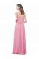 Peau Rose Trapèze Bretelles spaghetti Mousseline Longue Robes demoiselle d'honneur à Vendre