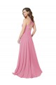 Peau Rose Trapèze Licou Mousseline Longue Robes demoiselle d'honneur / Robes de bal à Vendre