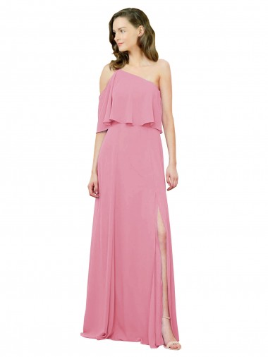 Peau Rose Trapèze Mousseline Longue Robes demoiselle d'honneur à Vendre