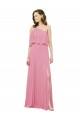 Peau Rose Trapèze Mousseline Longue Robes demoiselle d'honneur à Vendre