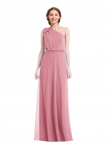 Peau Rose Trapèze Mousseline Longue Robes demoiselle d'honneur à Vendre