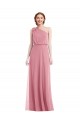 Peau Rose Trapèze Mousseline Longue Robes demoiselle d'honneur à Vendre