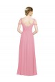 Peau Rose Trapèze Épaule Dénudée Mousseline Longue Robes demoiselle d'honneur à Vendre