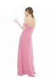 Peau Rose Trapèze Épaule Dénudée Mousseline Longue Robes demoiselle d'honneur à Vendre
